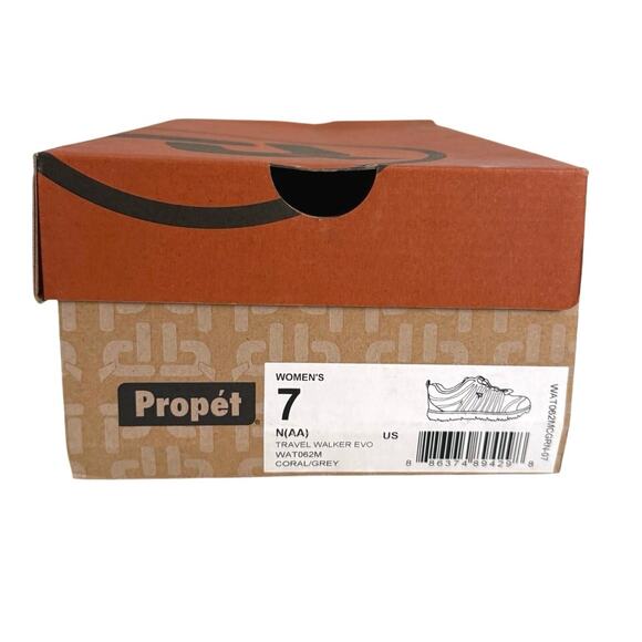 Propet TravelWalker evo coral/grey sneaker 7 NARROW - Picture 3 of 13